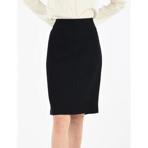 Armani Collezioni 100% Virgin Wool Pencil Skirt Size Small Black Quiet Luxury